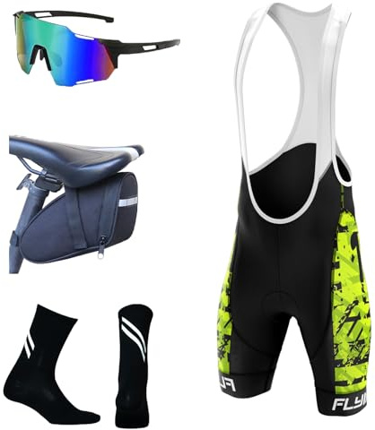 FLYIFE Herren Hose Men's Active Bib Pants mit Sitzpolster 8D Gepolsterte Fahrradhose kurz Atmungsaktive schnelltrocknende stoßfeste Herren Fahrrad Hosen Radhose (6XL,TYP-1)
