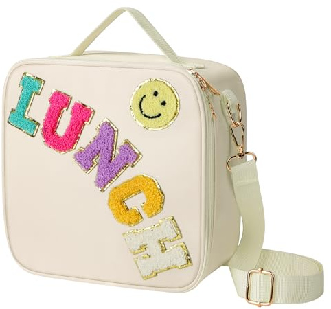 HOTUT Lunchtasche Kinder,Lunch Bag,Lunchbox Tasche Isoliert mit verstellbarem Schultergurt,Folienfutter,Thermotasche Tragbar für Schule, Reisen,Arbeit,Picknick-Hellgelb
