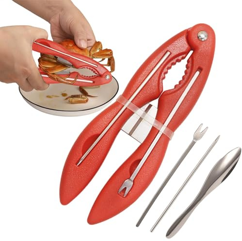 Ensemble d'outils pour craquelins de fruits de mer, craquelins de homard et pics | 4 outils de cueillette de pinces de crabe en acier inoxydable,Casse-noix polyvalent, ustensiles ergonomiques pour pat