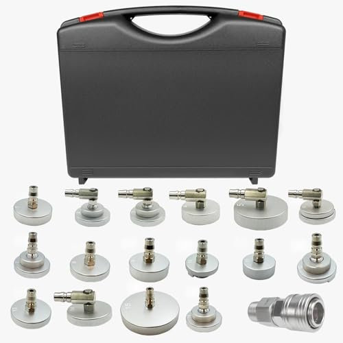 Qinbu 17 Stück Bremsenentlüftungsgerät Adapter Set, Bremsenentlüfter Adapter KFZ, mit Aufbewahrungsbox, für die meisten Fahrzeug-Bremsflüssigkeitssysteme