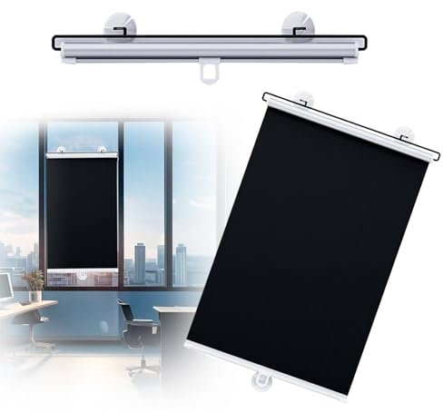 Verdunkelungsrollos Kein Bohren wasserdichte Verdunklungsrollo W40 45 50 58 68cm Dachfenster Rollo Sichtschutz Jalousien ​tragbarer Fenstervorhang Mit Saugnapf(W40*H60cm)