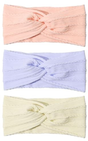 KGDUYC 3pcs bandeaux pour bébé fille, bandeau bebe fille 0-3 mois，bandeau bebe fille 6-12mois，bandeaux pour bébé, doux et mignons (violet + rose clair + jaune)