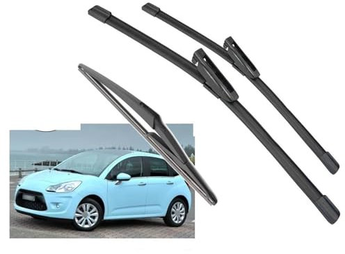 OXANC Windshield Wiper Blade Set Wiper Set Front Rear Wiper Blades Windshield Windscreen Window Cutter Accessories,For Citroen C3 MK2 Hatchback 2009-2016 Wiper Set