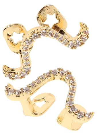 DEARMAMY 2stücke Goldene Mundgrills Für Frauen Stilvolle Zahndeckel Mit Wellenmuster Temporäre Falsche Zähne Für Partys Hochzeiten Und Halloween-kostüme Fashion Schmuck Accessoire