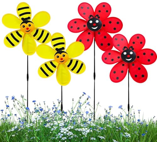 Moulins À Vent de Jardin | Hélice Jardin Ornementale Résistante | Moulin à Vent et Abeille Résistant aux Intempéries pour Décoration de Jardin et Aménagement Extérieur