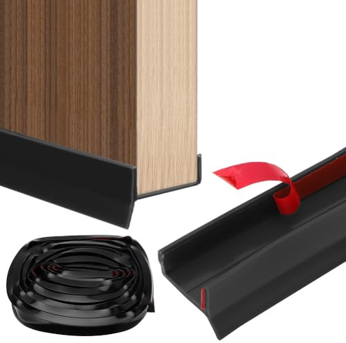 YUNBO Küchenleiste Abdichtungsprofil für Küchensockel 15mm/16mm/17mm – Selbstklebend, Wasserdicht & Staubdicht, Transparentes Sockelprofil mit Starker Haftung (Schwarz, 5M)