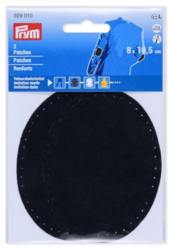 Prym 929010 Patches Velourslederimitat, aufbügelbar, 8 x 10,5 cm, schwarz