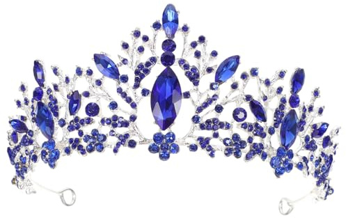 Corona per Chioma Barocca Blu in Lega, Fascia Elegante | Accessorio Decorativo per Sposa e Damigella, per Matrimonio e Compleanno, Stile Delicato e Distintivo