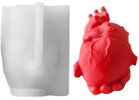 Opdestn Stampo 3D per Torte a Cuore Umano - Stampo Anatomico Realistico Per Candele A Cuore Umano 3D,Accessorio Multiuso Per Creazioni In Cemento Resina Dolci Sapone Cioccolato Cupcake