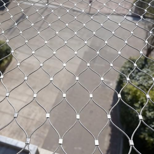 Malla Metalica de Acero Inoxidable, Vallas Metalicas Malla de Cuerda Cerca de 10 cm Cerca de Construcción Cerca para Gallineros Cerca para Estanques para Balcones Jardines y Pastos (2 x 2 m)