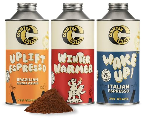 Counter Coffee | Ground Coffee Gift Set 3 x 350g Tins of Our Best Sellers | Medium Grind | Great For Mother's Day Gifting | Freshly Roasted To Order | Perferct for Cafetieres, V60 & Moka