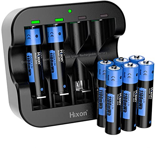 Hixon Rechargeable AAA Batteries with Charger,1100mWh AAA Batteries,8 Count 1500 Cycle AAA Lithium Battery