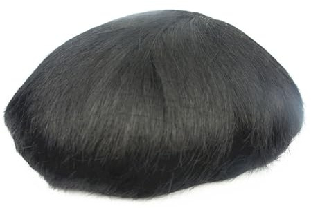 Für Männer Prothese #1B Off Black Toupet for Männer Echthaar-Ersatzsystem Feines französisches Spitzen-Haarteil Haareinheiten Stücke Perückenkopf(7x10)