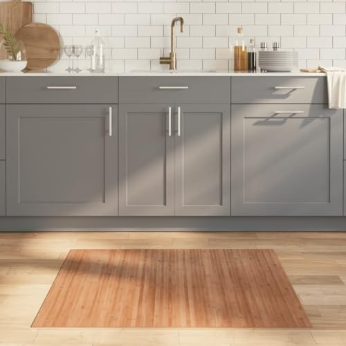 RMIHSJG Bambus Teppich Rechteckig Natur 80x100 cm mit Rutschfester Unterseite, strapazierfähig und wasserfest für Wohnzimmer, Moderne Einrichtung, langlebig und atmungsaktiv