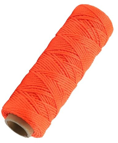 Auratrove Filo di nylon intrecciato da 150 metri, spago per muratura arancione fluorescente per giardinaggio e costruzione, 1 mm x 152 m, linea di costruzione ad alta visibilità
