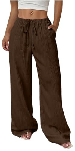 Pantalones Mujer Largos Lino Verano Tallas Grandes Tiro Alto Holgado Pantalon Fluido Elegantes Fiesta Pantalón Anchos Frescos Elastica Comodos Jogging Palazzo Pantalones Playa Primavera