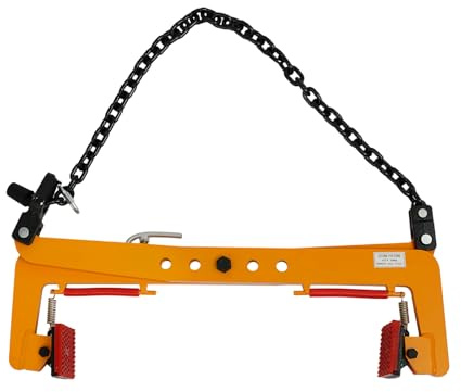 Sollevatore per pietra, morsetto per pietra, 500 kg, pinza di sollevamento regolabile in acciaio legato con catena, apertura da 33-70 cm, giallo, per il sollevamento di pietre, legno da costruzione