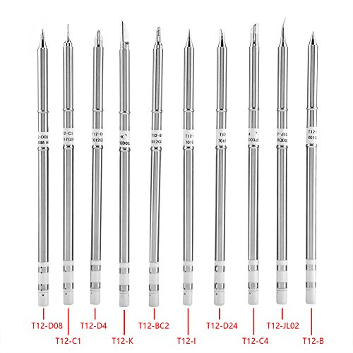 Akozon Solder Iron Tips T12 Serie Lötkolben Tipps Schweißwerkzeug Ersatz für FX-951 Rework Station(10 Stück)