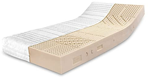 RAVENSBERGER Latexmatratze Ergo-Natura - Härtegrad H3, mittelfest, RG 75, 100 x 200 cm, Höhe 21 cm, 7-Zonen, mit Baumwoll-Doppeltuch Bezug, Dunlop-Verfahren, 100% Naturlatex, Made in Germany