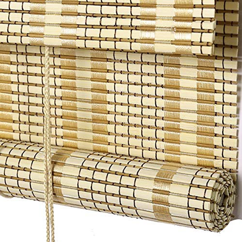 GDMING-Bambusrollo Lichtfilterung Fenster Rollos Mit Volant Anti-UV Sichtschutzvorhang Zum Wohnzimmer, Garten, Balkon, Schlafzimmer Seitenzugrollo,52 Größen (Color : A, Size : 100x120cm)
