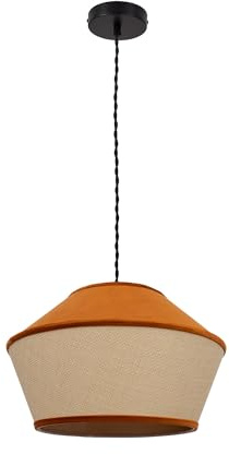 LEDKIA Pendelleuchte aus Samt Trompa Orange | Elegantes Design | Einstellbare Länge | E27-Fassung für vielseitiges Licht | Für Wohnzimmer, Küche, Schlafzimmer