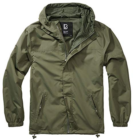 Brandit Summer Windbreaker, regnjacka, anorak, träningsjacka, storlek S till 5XL, Oliv med dragkedja fram, 3XL