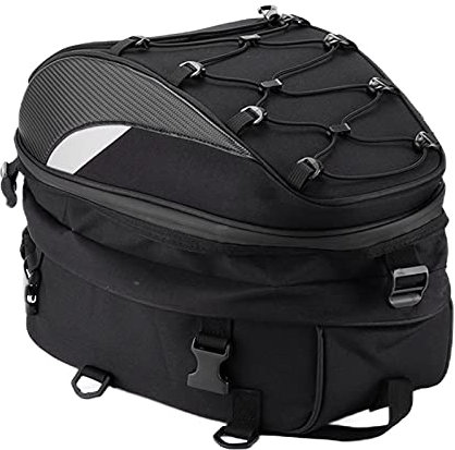 Akozon Sacoche de Siège Arrière, Sac de Siège Arrière de Moto Sacoches pour Casque Tissu Oxford Imperméable Tissé Haute Densité Réfléchissant Universel(Blanche)