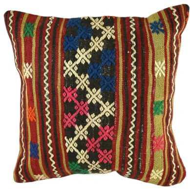 kelim kissen 40x40 cm handgefertigt kelim kissenbezug orientalische kissen kopfkissen viereckig dekorative bohemian kissenhülle dekokissen sofakissen zierkissen code A2523