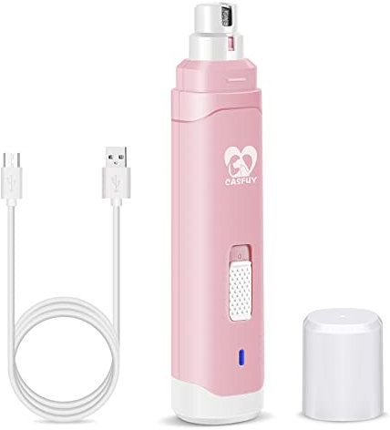 Casfuy Krallenschleifer für Hunde - Professioneller 2-Gang-Elektrisch-Wiederaufladbarer Krallenschneider für Haustiere, schmerzlose Pfotenpflege und -glättung für kleine, mittelgroße Hunde und Katzen