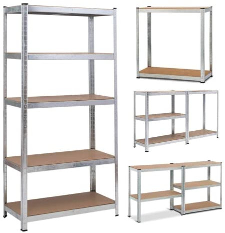 Werkbank, 170 x 75 x 30 cm 5 Ebenen verstellbare Regale, höhenverstellbar, DIY-Werkbank Werktisch Arbeitstisch Mehrzwecktisch, bolzenfrei, einfach zu montieren,bis 875 kg belastbar,Silber