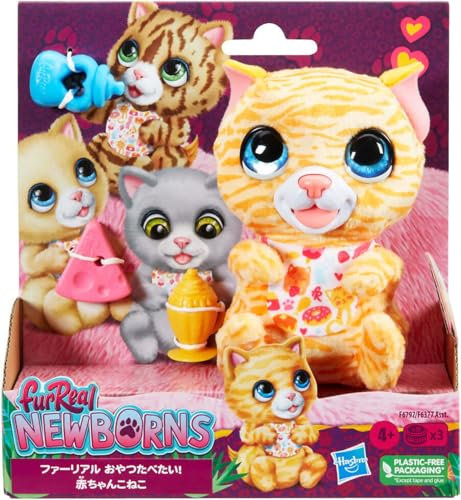 Hasbro furReal Newborns, Chaton, Peluche animatronique avec Sons, Animal de Compagnie interactif pour Enfants, dès 4 Ans