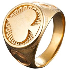 Edelstahl Ringe Goth, Verlobungsring Männer Gold Siegel Pik-Ass-Form Ringe Herren Cool Größe 54 (17.2)