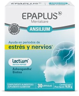 EPAPLUS Mentalcare Ansilium | Ayuda en Periodos de Estrés y Nervios | Con Lactium, Ashwagandha y Biotina | 30 Cápsulas