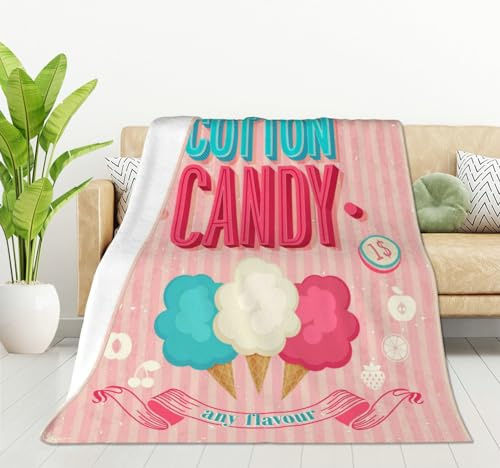 HGOD DESIGNS Süßigkeiten-Überwurfdecke, ultraweich, warm, für alle Jahreszeiten, süß und bunt, Bonbonrosa Hintergrund, dekorative Fleece-Decken für Bett, Stuhl, Auto, Sofa, Couch, Schlafzimmer, 100 x