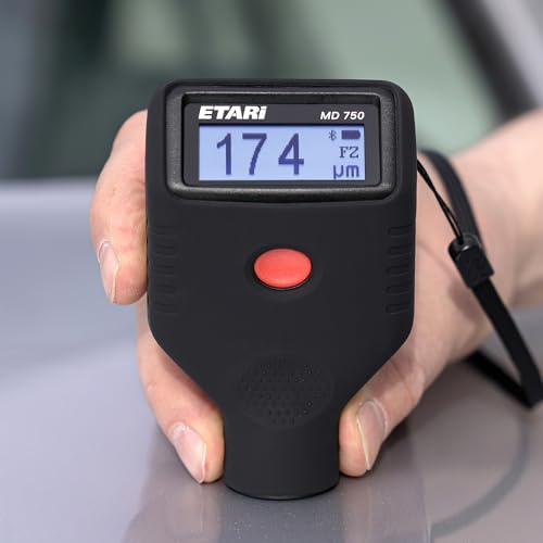 ETARI® MD-750 Appareil de mesure d'épaisseur de couche de peinture pour voiture - Détecte les pièces galvanisées et le mastic métallique (magnétique) - Capteur en rubis résistant à l'usure