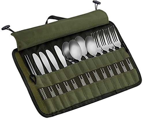 Holdes Bestecktasche, Tragbare Besteck Rolltasche, Camping Besteck Rolltasche, Waschbarer Reiseutensilienkoffer, Reise Utensilien Sets, Tragetasche, Tragbare Besteck Set Tasche Für Camping, Picknick