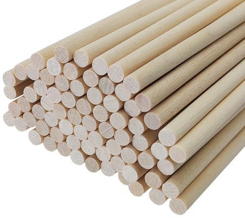Lote de 80 varillas de madera redondas, naturales, redondas, lisas, de madera maciza, para manualidades, barba de papá, 30 x 6 mm