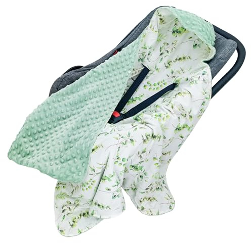 Miracle Baby Coperta Avvolgente in Cotone 90x90cm, Copertina Multifunzionale Universale per Neonati, Passeggino, Ovetto e Seggiolino Auto, Reversibile per Quattro Stagioni, Foglie