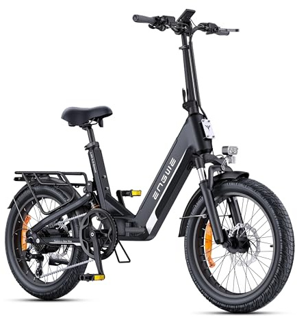 ENGWE L20 3.0 Boost 250W Electric Bike 8A Fast Charging, 20''×3.0 Folding Electric Bicycle 48V/13.5Ah Battery Max Range 135KM for Urban Commuters, Full Suspension (Black)