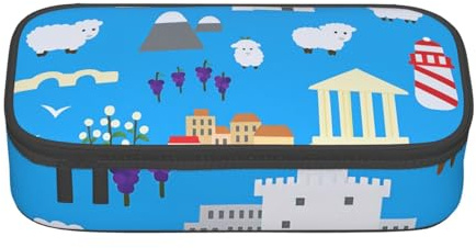 Cxzmnba Federmäppchen mit griechischem Thema für Jungen und Mädchen, Schulanfang, Schülerbedarf, Federmäppchen, Schwarz , Einheitsgröße, Taschen-Organizer