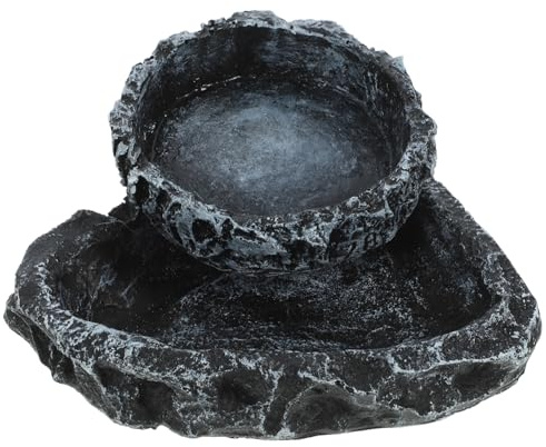 Mobestech Lot de 2 Bassins d'alimentation pour Tortues et Lézards, Gamelles en Résine Solide, Petits Bols pour Eau et Nourriture, Accessoires Terrarium Reptiles, Usage Habitat Reptile