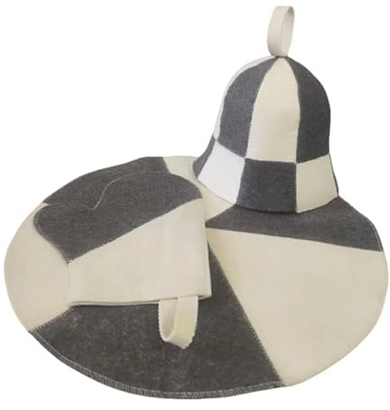 Set di accessori per sauna in lana in feltro termoisolante, cappello da sauna, guanti per donne e uomini, accessori per sauna, set di accessori per bagno, piscine, panchine per stanza, isolamento