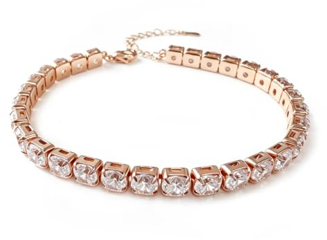 Pulsera de tenis de moissanita, diamantes de moissanita creados en laboratorio de 5 mm, chapada en oro rosa de 18 quilates, pulsera de oro ajustable para mujer, regalo de joyería.