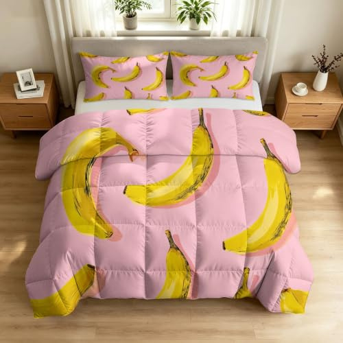 Minimalistisk pop konst design täcke 200 x 200 cm frukt bananmönster, 4 säsonger täcken, täcke utan överdrag, användbart, hudvänligt och mjukt året runt täcke med 2 örngott
