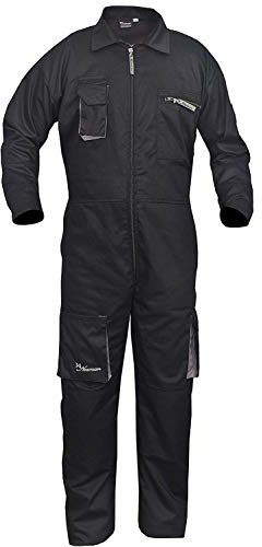 Black Work Wear Men's Overalls Boiler Suit Coveralls Garage Overalls Mechanics Boilersuit Protective (L)