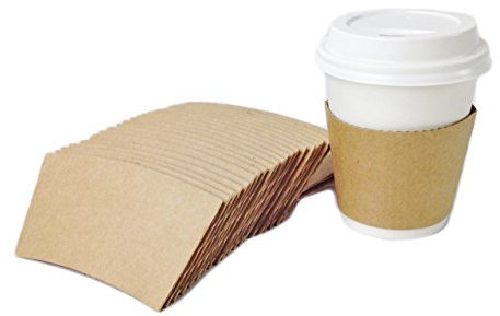 Black Cat Avenue 50 Count Kraft Brown Hot Cup Sleeves For 8oz Disposable Coffee Cup Holder Sleeves Paper Coffee Cup Jackets