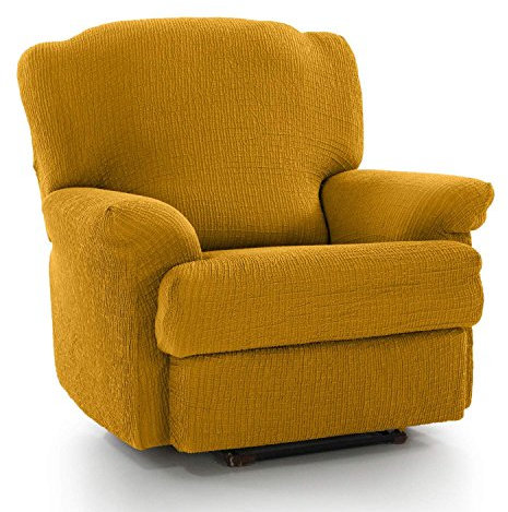Homescapes Sesselschoner Iris für Recliner-Sessel, Goldener Schutzbezug aus elastischem Baumwollmischgewebe (60% Baumwolle), Sesselüberwurf