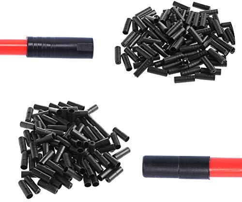 Saipor 200 Stück/Set Fahrrad Endkappen Endhülsen für Schalt- und Bremszüge | Bremszug Hülsen Kabelendhülsen, 100 Stück für 4 mm Schaltzughülle und 100 Stück für 5 mm Bremszughülle