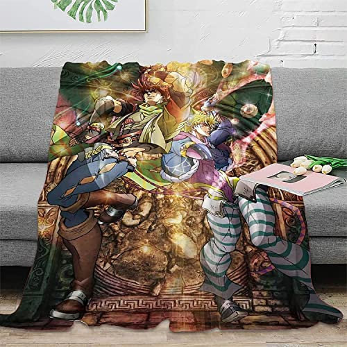 JoJo's Bizarre Adventure Joseph Joestar/Dio Brando Anime 3D-Digitaldruck Flanell Ultraweiche Micro-Fleece-Decke Pflegeleicht