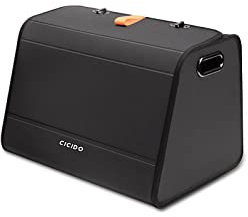 Ergocar Organizer Bagagliaio Auto in Pelle PU, Fondo Antiscivolo, Pieghevole con Coperchio, Apertura a 180°